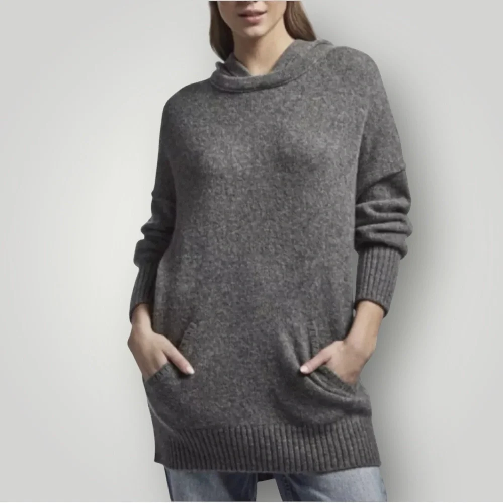 James Perse Hooded Sweater Sz L Grey